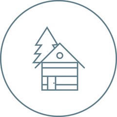 Poster - Beautiful House in trees Line Vector Icon