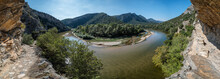 Panoramic View From The Carved In The Rock Trail Near The Nestos River.