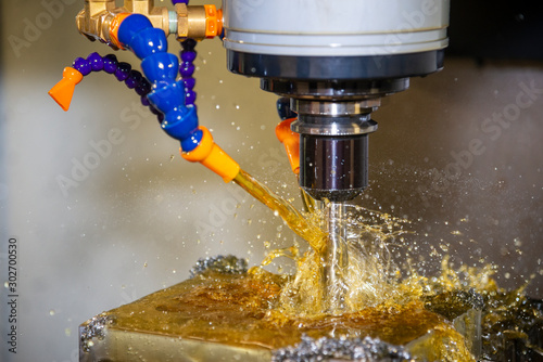 Fotomural The CNC milling machine cutting the mould and die part with solid ball endmill tool