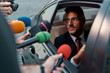 © Svitlana - Reporters trying to interview important person. Journalism industry, live streaming concept.