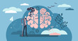 Dementia health disorder flat tiny person concept vector illustration