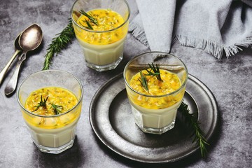 Wall Mural - Passion fruit, rosemary and orange zest panna cotta