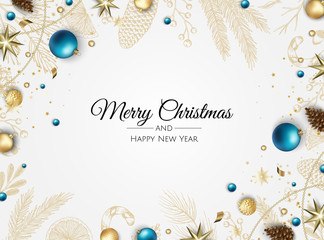 christmas banner. background xmas design of with gifts box, snowflake and confetti. horizontal chris