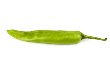 fresh green banana peppers or sweet peppers (capsicum annuum) isolated on a white background