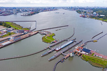 Aerial From The 'Oranje Sluizen' In Amsterdam The Netherlands