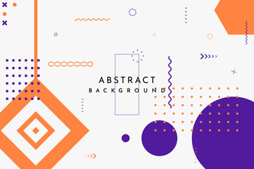 Fototapete - Abstract Memphis pattern background. Vector flat illustration. Cartoon background. Art element for design. Landing page template. Cool bright wallpapers. Web concept. Geometric shapes. Violet color