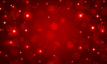 Red Christmas Background, New Year, Bright, Bokeh, Glitter, Snowflakes, Blurred, Lights, Christmas, Winter, Holiday