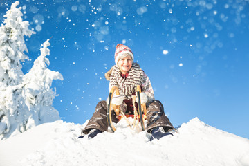 happy young couple in the snow