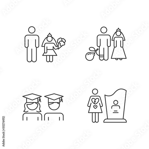 Fotomural Gender equality linear icons set