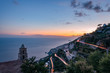 Furore Italy during sunset coast panorama