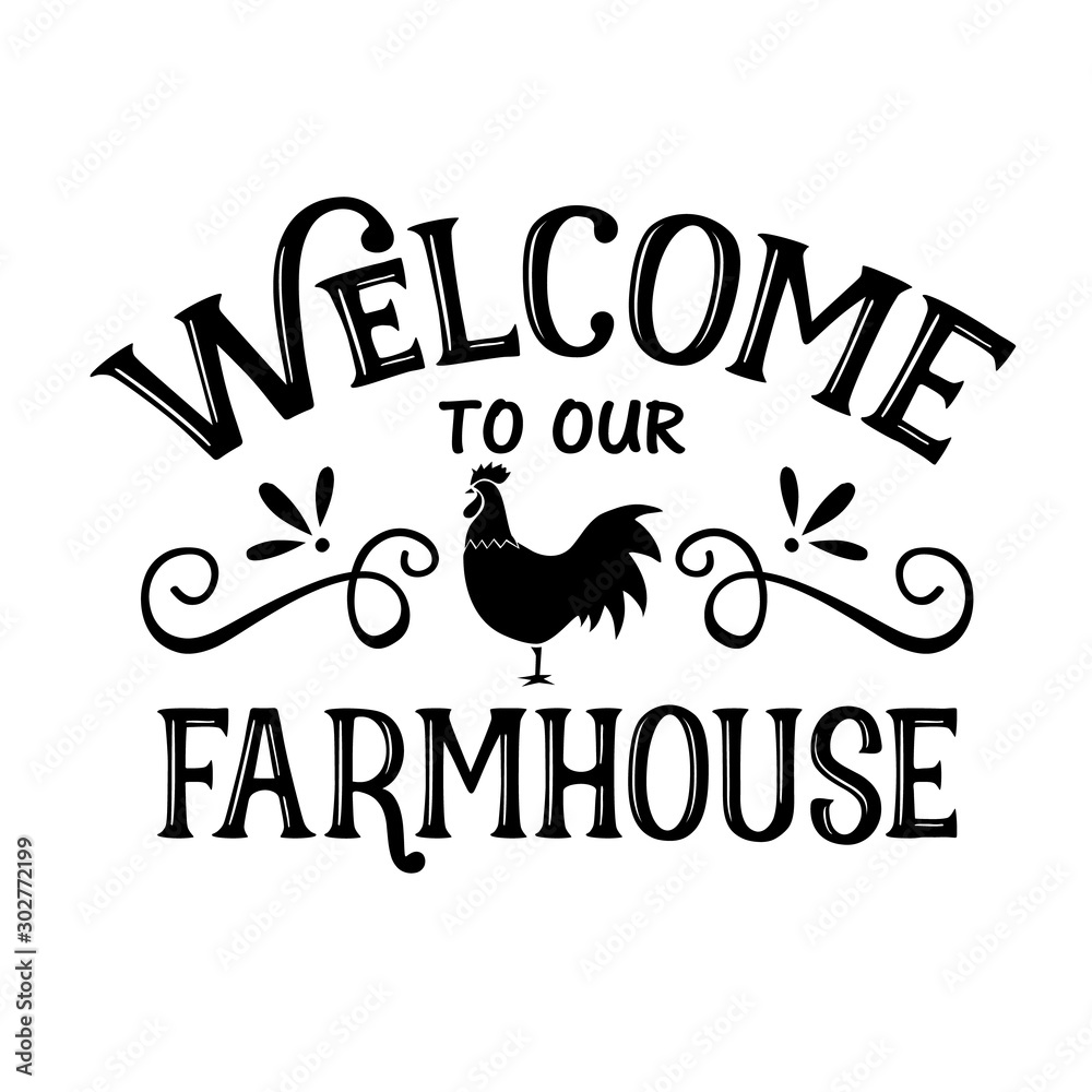 Welcome To Our Farmhouse vector decor.  Home decor clip art. Isolated on transparent background. - obrazy, fototapety, plakaty 