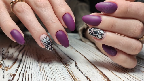 Trendy manicure design on a beautiful background. Lerretsbilde