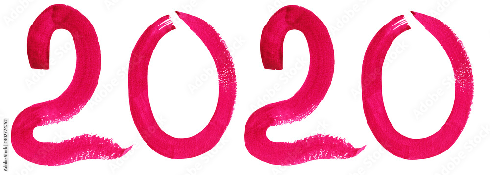 Pink Number Banner Horizontal banner with pink numbers 2020 isolated on white background ...