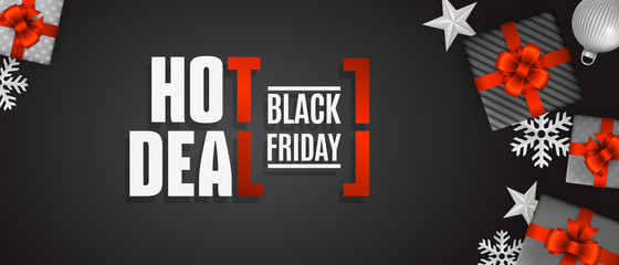 Wall Mural - Black Friday sale banner design template on black background