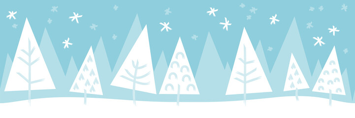 Wall Mural - christmas tree winter snow landscape seamless pattern background banner