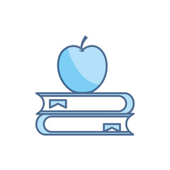 books apple school education learning line and fill