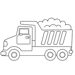 Wall Mural - Coloring Page Outline Of cartoon lorry or dump truck. Construction vehicles. Coloring book for kids.