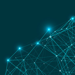 Poster - Abstract design connecting dots and lines. Digital technology concept, for website