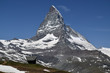 closeup view of the Matterhorn with blue sky, Switzerland