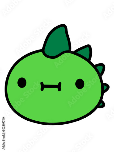 Dinosaurier Kopf Gesicht Kleiner Susser Kawaii Drache Dino Monster Echse Stacheln Niedlich Baby Kind Clipart Design Cool Sitzend Stock Illustration Adobe Stock