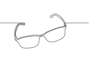 Continuous one line drawing of eye glasses. Vector minimalism design isolated on white background.