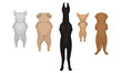Pedigree dog standing on its hind legs. Back view. Vector illustration on a white background.