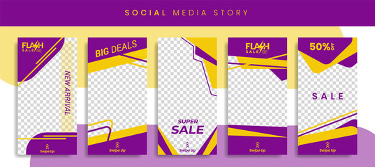 Poster - Banners Bundle Kit Set of Social Media Instagram Story. Geometric Stories Sale Banner Background ,Poster, Flyer, Coupon, Layout Composision Gift Card, Smartphone Templates Story editable eps 10 vector