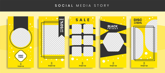 Canvas Print - Banners Bundle Kit Set of Social Media Instagram Story. Geometric Stories Sale Banner Background ,Poster, Flyer, Coupon, Layout Composision Gift Card, Smartphone Templates Story editable eps 10 vector