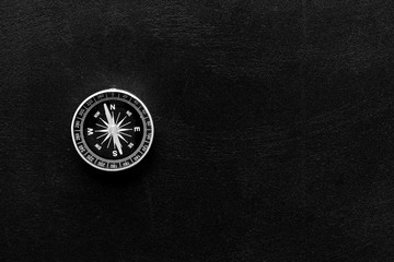 Wall Mural - Compass - small and stylish - on black background top view copy space