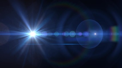 Wall Mural - Blue digital flare horizontal background.Lens flare effect.Sunlight with flare