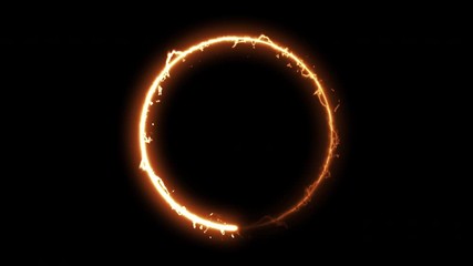 Poster - computer generated fire energy ring on black background. 3d rendering of abstract fire circle
