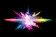 abstract colored dust explosion on a black background.abstract powder splatted background,Freeze motion of color powder exploding/throwing color powder, multicolored glitter texture.