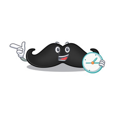 Poster - mustache mascot isolated with the with bring clock cartoon