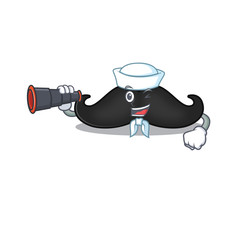 Poster - sailor holding binocular mustache with in the cartoon shape