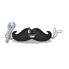 Sticker - Smiling mechanic face mustache with on cartoon