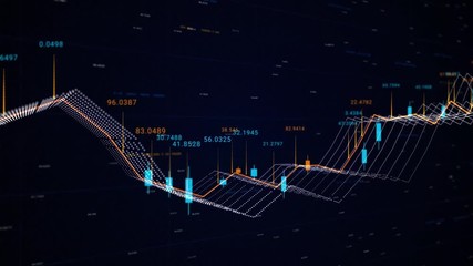 Poster - Business data of the currency rate chart and economics decrease and growth. Animation. Infographics with world statistics, global data showing analytical information.