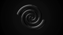 Animation Of A Gray Twisted Spiral. Animation. Hypnotizing Black And Grey Spiral Turning