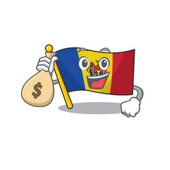 Canvas Print - Flag moldova cartoon with in holding money bag character