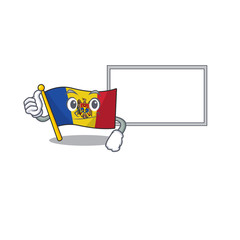 Sticker - Flag moldova cartoon with in thumbs up with board character