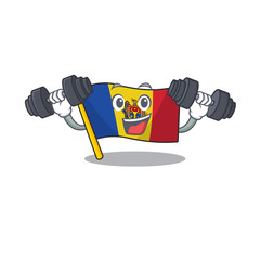 Poster - Flag moldova cartoon with in with bring barbell character