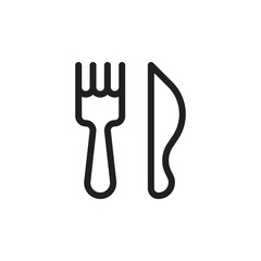 flat line knife and fork icon. Logo element illustration. knife and fork design. vector eps 10 . knife and fork concept. Can be used in web and mobile .