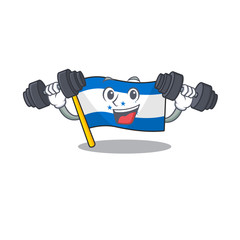 Sticker - character on the cartoon flag honduras with bring barbell