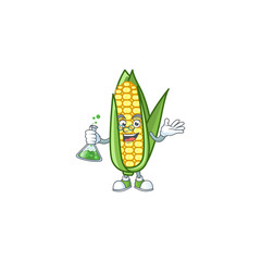 Sticker - Cartoon corn raw with the character professor