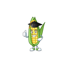 Sticker - Cartoon corn raw with the character graduation hat