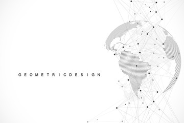 Global structure networking and data connection concept. Social network communication in the global computer networks. Internet technology. Business. Science. Vector illustration