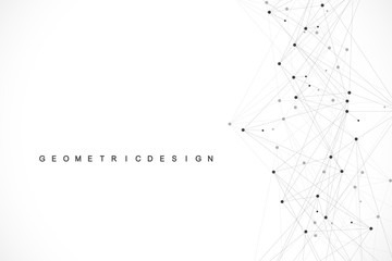 Fototapete - Networking connect technology abstract concept. Global network connections with points and lines. Technology pattern with lines and dots. Vector illustration, banner.