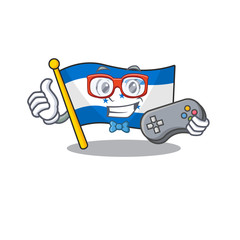 Poster - Cartoon flag honduras isolated in character holding gamer