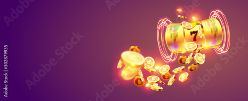 Fotomural Golden slot machine wins the jackpot.