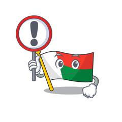 Poster - Mascot flag madagascar with in with sign warning character