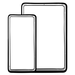 Poster - tablet pc, smart phone hand drawn vector icon